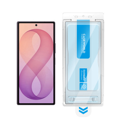 Galaxy Z Fold 7 CaseWorld Applicator Serisi 2.5D Eyesafe Mavi Işık Teknolojili Safir 0.33mm Temperli Cam Ekran Koruyucu + Uygulama Aparatı - CaseWorld