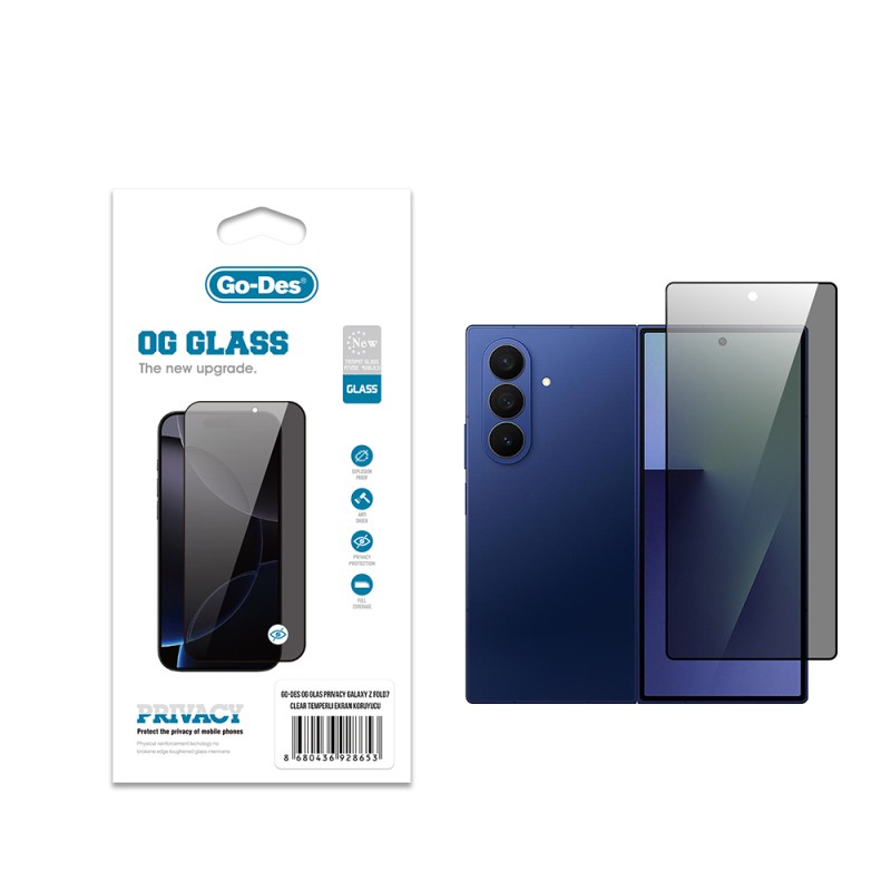 Galaxy Z Fold 7 Go Des OG Glass Privacy Antistatik Temperli Cam Ekran Koruyucu - 1