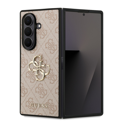 Galaxy Z Fold 7 Kılıf Guess Orjinal Lisanslı PU Deri Büyük Metal Logo Dizaynlı Kapak - Guess