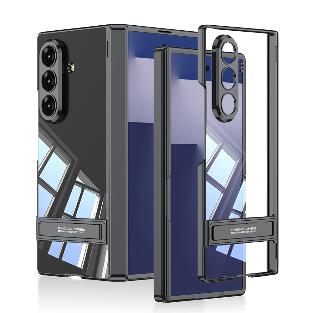 Galaxy Z Fold 7 Kılıf Kamera Korumalı Şeffaf Tasarımlı Zore Lego Standlı Kapak - Siyah