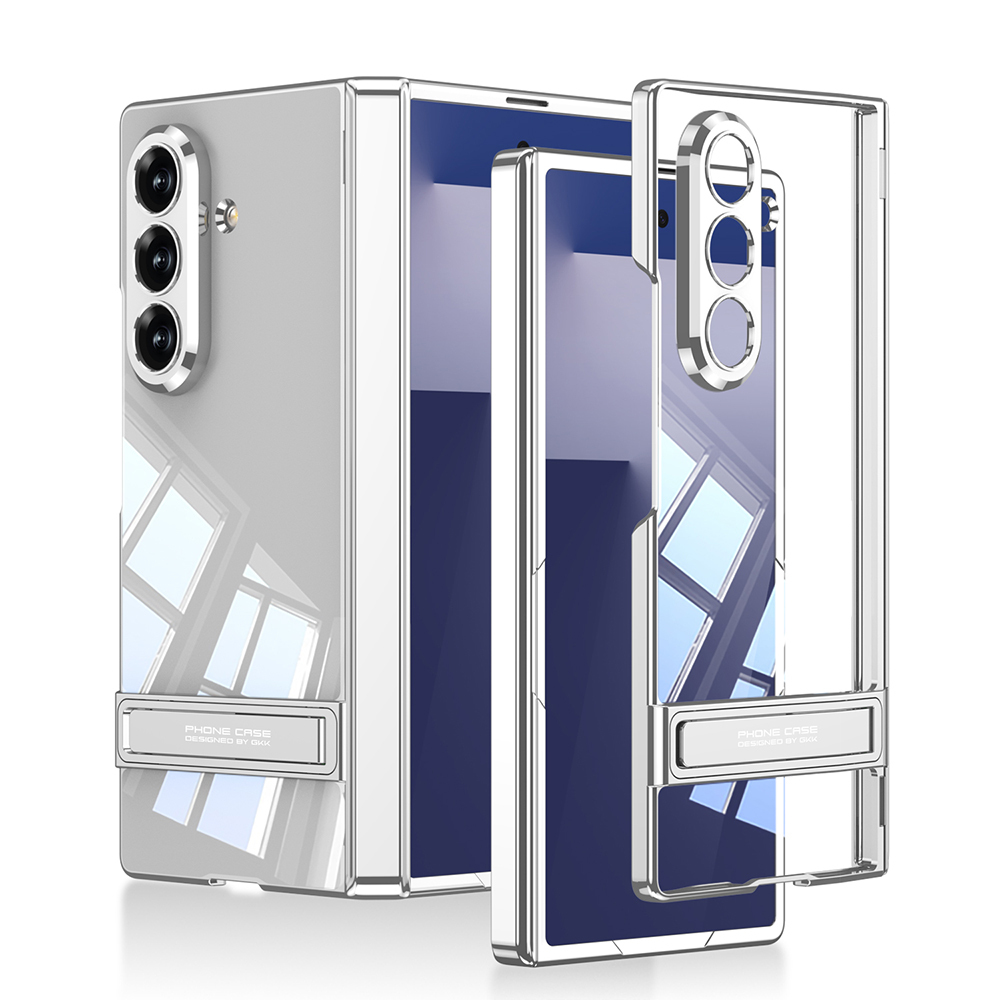 Galaxy Z Fold 7 Kılıf Kamera Korumalı Şeffaf Tasarımlı Zore Lego Standlı Kapak - Gümüş