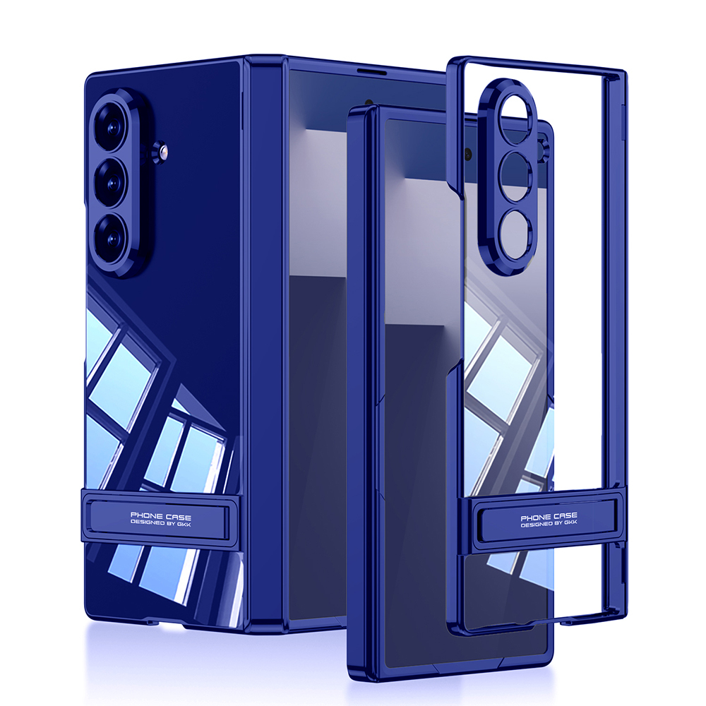 Galaxy Z Fold 7 Kılıf Kamera Korumalı Şeffaf Tasarımlı Zore Lego Standlı Kapak - Lacivert