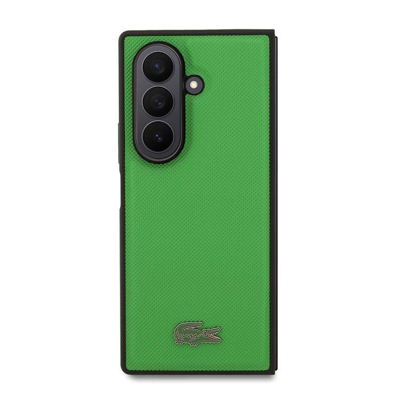 Galaxy Z Fold 7 Kılıf Lacoste Orjinal Lisanslı M-safe Şarj Özellikli Pike Desenli Arka Yüzey İkonik Timsah Metal Logolu Kapak - 4