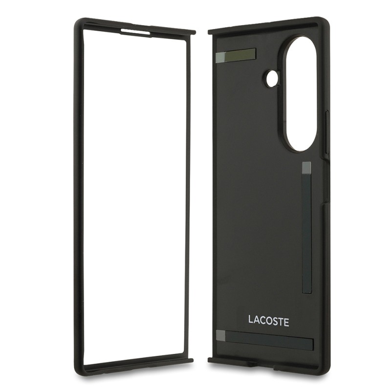 Galaxy Z Fold 7 Kılıf Lacoste Orjinal Lisanslı M-safe Şarj Özellikli Pike Desenli Arka Yüzey İkonik Timsah Metal Logolu Kapak - 9