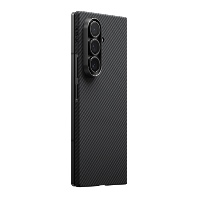 Galaxy Z Fold 7 Kılıf M-safe Şarj Özellikli 600D Aramid Fiber Pitaka Ultra-Slim Classic Serisi Black-Grey Twill Kapak - Pitaka