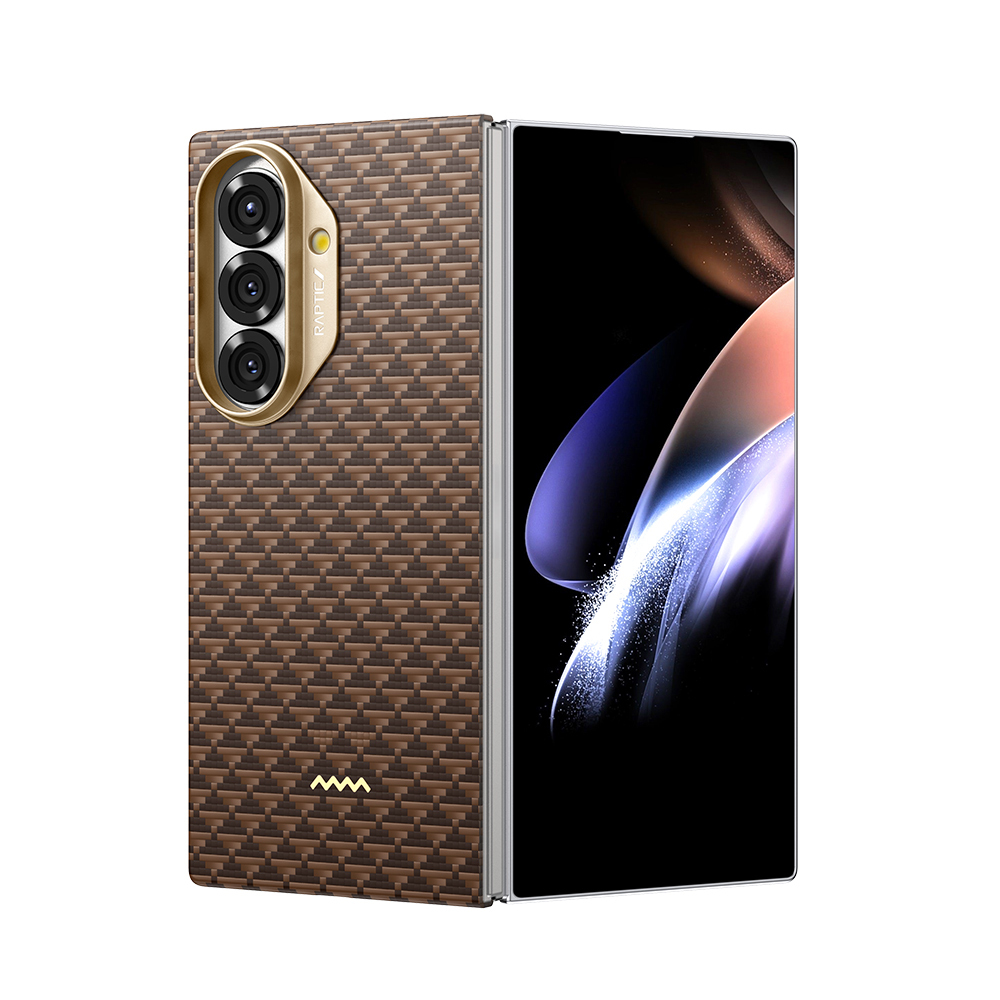 Galaxy Z Fold 7 Kılıf M-safe Şarj Özellikli Raptic Aramid Skin Origin Serisi Kapak - Kahverengi