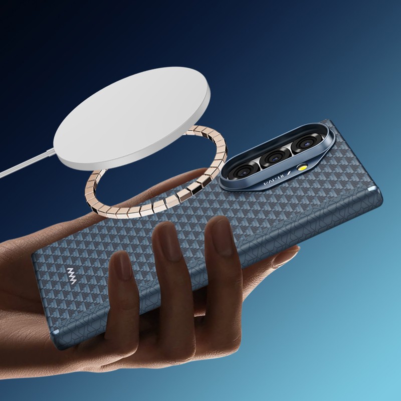 Galaxy Z Fold 7 Kılıf M-safe Şarj Özellikli Raptic Aramid Skin-Pro Profound Serisi Karbon Kapak - 11