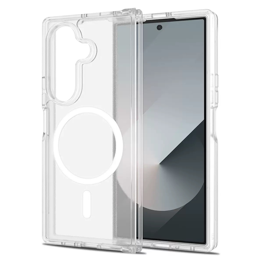 Galaxy Z Fold 7 Kılıf M-safe Şarj Özellikli Şeffaf Sert PC Zore Embos Kapak - Şeffaf