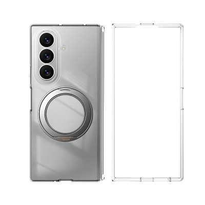 Galaxy Z Fold 7 Kılıf M-safe Şarj Özellikli Transparan Sert PC Wlons Pita Standlı Kapak - Wlons