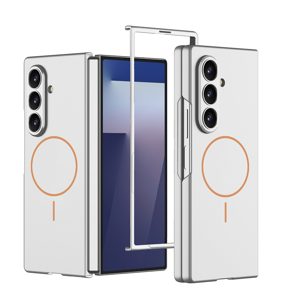 Galaxy Z Fold 7 Kılıf Wireless Şarj Özellikli Zore Kıpta M-safe Kapak - Gümüş