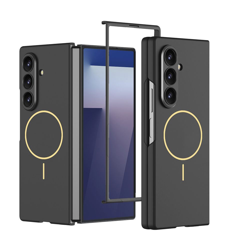 Galaxy Z Fold 7 Kılıf Wireless Şarj Özellikli Zore Kıpta M-safe Kapak - Siyah