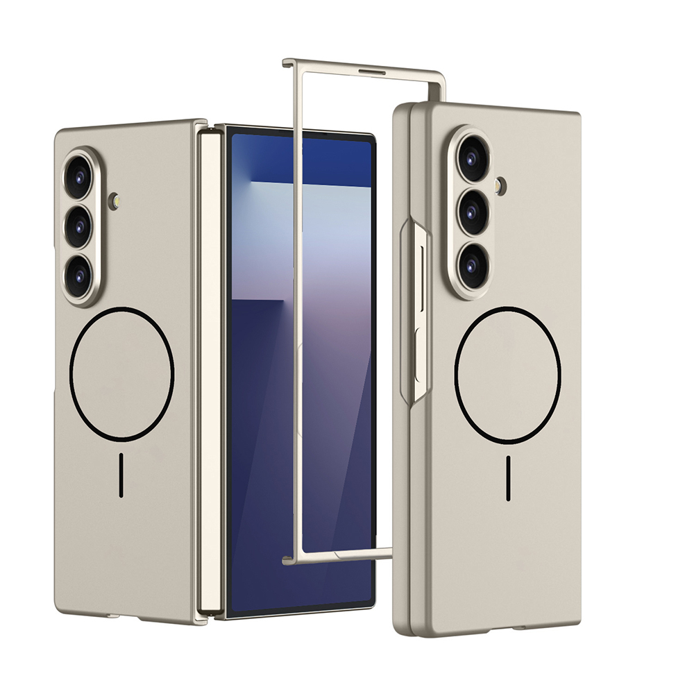 Galaxy Z Fold 7 Kılıf Wireless Şarj Özellikli Zore Kıpta M-safe Kapak - Titanyum
