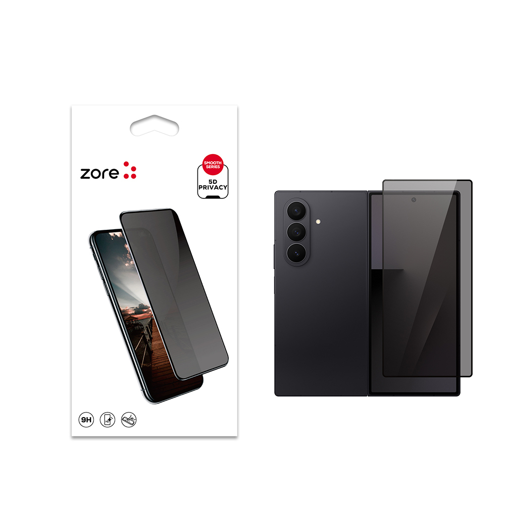 Galaxy Z Fold 7 Zore New 5D Privacy Temperli Ekran Koruyucu - Siyah