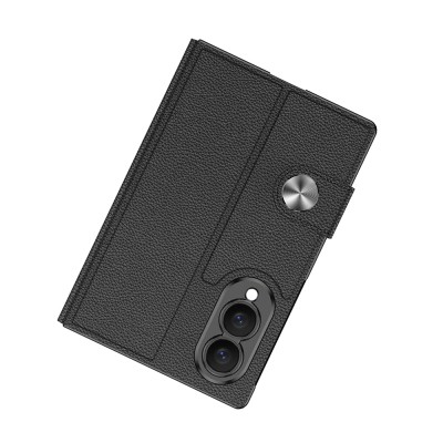 Galaxy Z Fold 8 Case Carbon Fiber Design Magnetic Buckle Card Holder Zore Kıpta Zegna Cover - 7