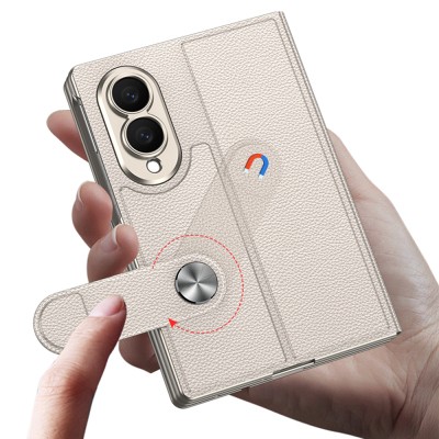 Galaxy Z Fold 8 Case Carbon Fiber Design Magnetic Buckle Card Holder Zore Kıpta Zegna Cover - 8