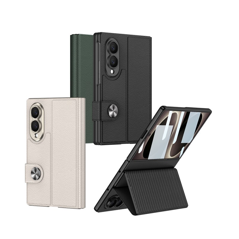 Galaxy Z Fold 8 Case Carbon Fiber Design Magnetic Buckle Card Holder Zore Kıpta Zegna Cover - 9
