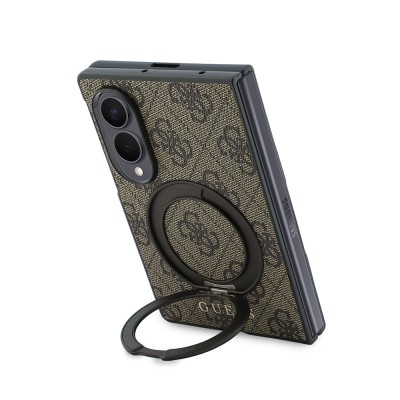 Galaxy Z Fold 8 Case Guess Original Licensed M-safe Charging Feature 360-Degree Rotating Stand PU Metal Logo Cover - 4