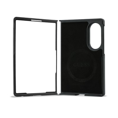 Galaxy Z Fold 8 Case Guess Original Licensed M-safe Charging Feature 360-Degree Rotating Stand PU Metal Logo Cover - 8