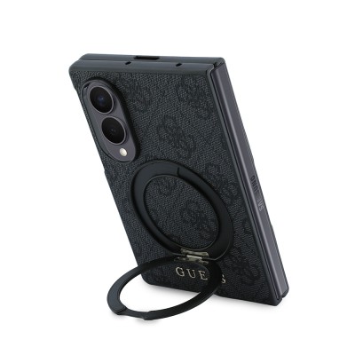 Galaxy Z Fold 8 Case Guess Original Licensed M-safe Charging Feature 360-Degree Rotating Stand PU Metal Logo Cover - 11