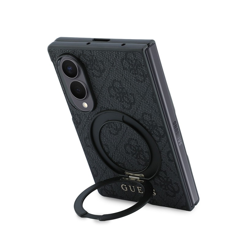 Galaxy Z Fold 8 Case Guess Original Licensed M-safe Charging Feature 360-Degree Rotating Stand PU Metal Logo Cover - 11