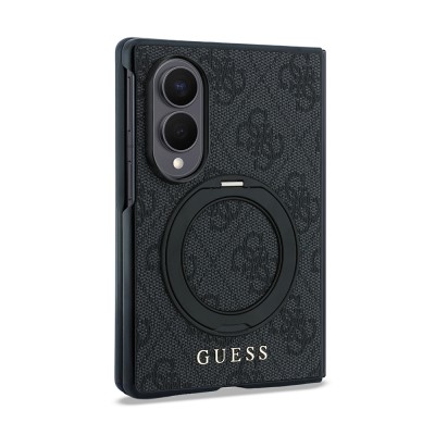 Galaxy Z Fold 8 Case Guess Original Licensed M-safe Charging Feature 360-Degree Rotating Stand PU Metal Logo Cover - 12