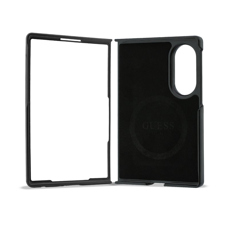 Galaxy Z Fold 8 Case Guess Original Licensed M-safe Charging Feature 360-Degree Rotating Stand PU Metal Logo Cover - 15