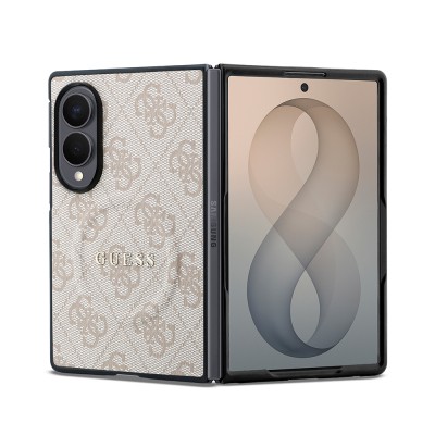 Galaxy Z Fold 8 Case Guess Original Licensed M-safe Charging Feature PU Leather 4G Patterned Text and Logo Cover - 1