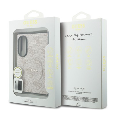 Galaxy Z Fold 8 Case Guess Original Licensed M-safe Charging Feature PU Leather 4G Patterned Text and Logo Cover - 7