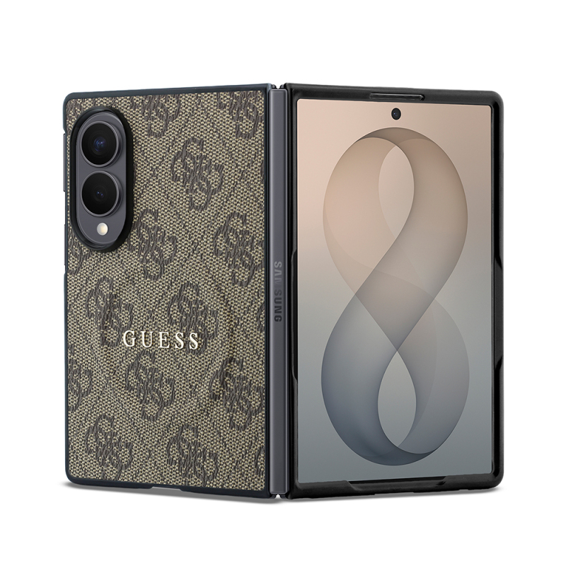 Galaxy Z Fold 8 Case Guess Original Licensed M-safe Charging Feature PU Leather 4G Patterned Text and Logo Cover - 22