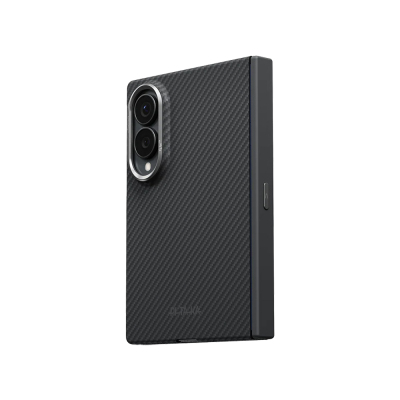 Galaxy Z Fold 8 Case M-Safe Charging Feature Pitaka 600D Aramid Carbon Fiber Hinge Button Black/Grey Twill Cover - 3