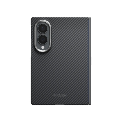 Galaxy Z Fold 8 Case M-Safe Charging Feature Pitaka 600D Aramid Carbon Fiber Hinge Button Black/Grey Twill Cover - 1