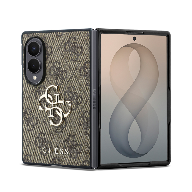 Galaxy Z Fold 8 Kılıf Guess Orjinal Lisanslı 4G Desenli Metal Büyük 4G ve Yazı Logolu Kapak - 15