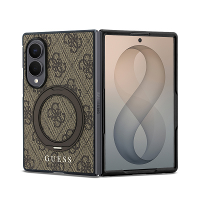 Galaxy Z Fold 8 Kılıf Guess Orjinal Lisanslı M-safe Şarj Özellikli 360 Derece Dönebilen Standlı PU Metal Logolu Kapak - Guess