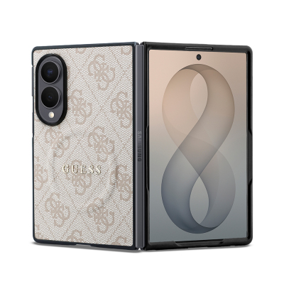Galaxy Z Fold 8 Kılıf Guess Orjinal Lisanslı M-safe Şarj Özellikli PU Deri 4G Desenli Yazı Logolu Kapak - Guess