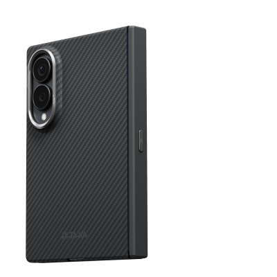 Galaxy Z Fold 8 Kılıf M-safe Şarj Özellikli 600D Aramid Karbon Fiber Menteşe Butonlu Suite Pitaka Black-Grey Twill Kapak - 3