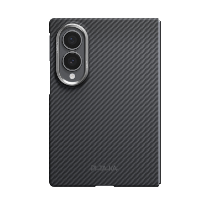 Galaxy Z Fold 8 Kılıf M-safe Şarj Özellikli 600D Aramid Karbon Fiber Pitaka Edge Serisi Black-Grey Twill Kapak - Pitaka