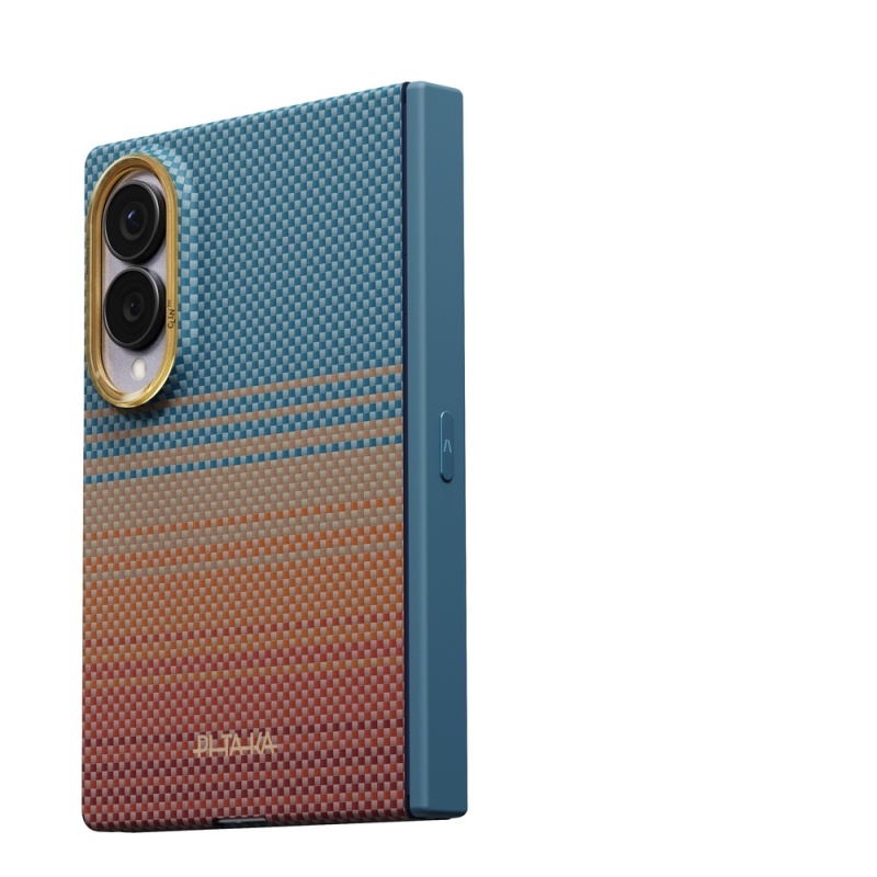 Galaxy Z Fold 8 Kılıf M-safe Şarj Özellikli Aramid Karbon Fiber Menteşe Butonlu Suite Pitaka Sunset 2.0 California Dream Serisi Kapak - 3