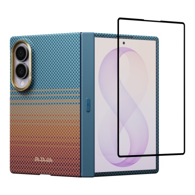 Galaxy Z Fold 8 Kılıf M-safe Şarj Özellikli Aramid Karbon Fiber Menteşe Butonlu Suite Pitaka Sunset 2.0 California Dream Serisi Kapak - 4