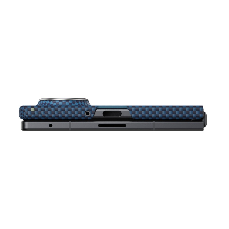 Galaxy Z Fold 8 Kılıf M-safe Şarj Özellikli Aramid Karbon Fiber Pitaka Tactile Woven Sunset-Moonrise Serisi Kapak - 8
