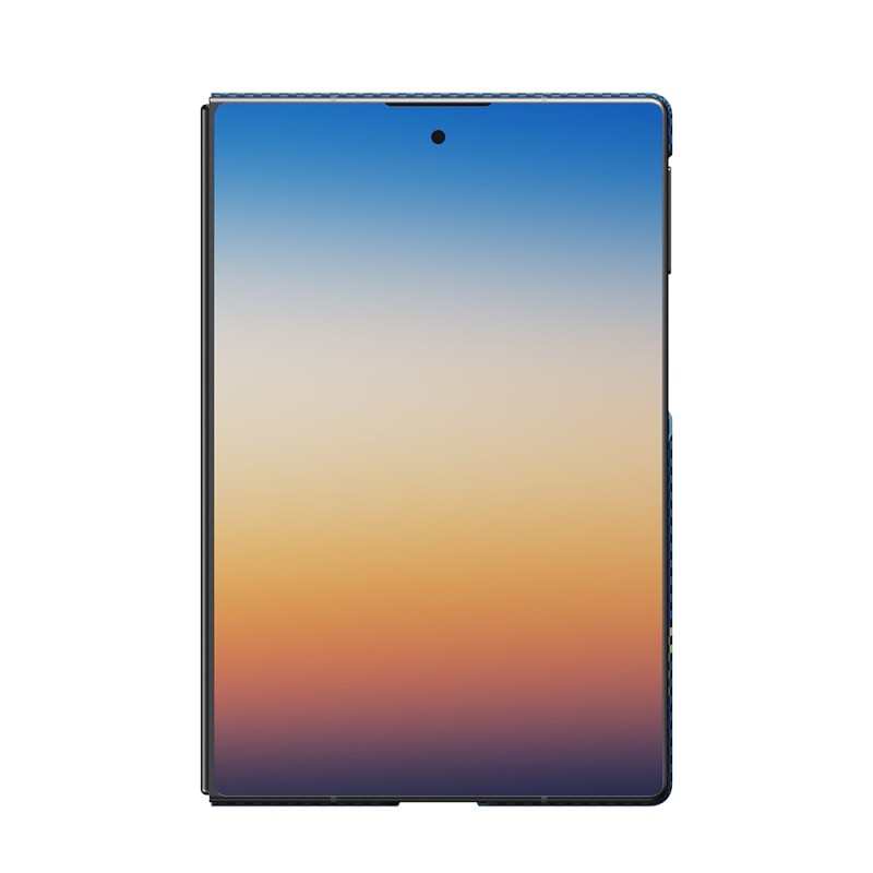 Galaxy Z Fold 8 Kılıf M-safe Şarj Özellikli Aramid Karbon Fiber Pitaka Tactile Woven Sunset-Moonrise Serisi Kapak - 9