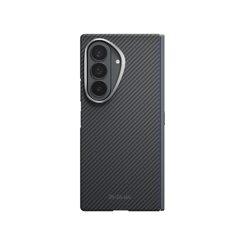 Galaxy Z Fold 8 Ultra Case M-Safe Charging Feature Pitaka Edge Series Hinge Protection Black-Grey Twill 600D Aramid Carbon Fiber Cover - 1