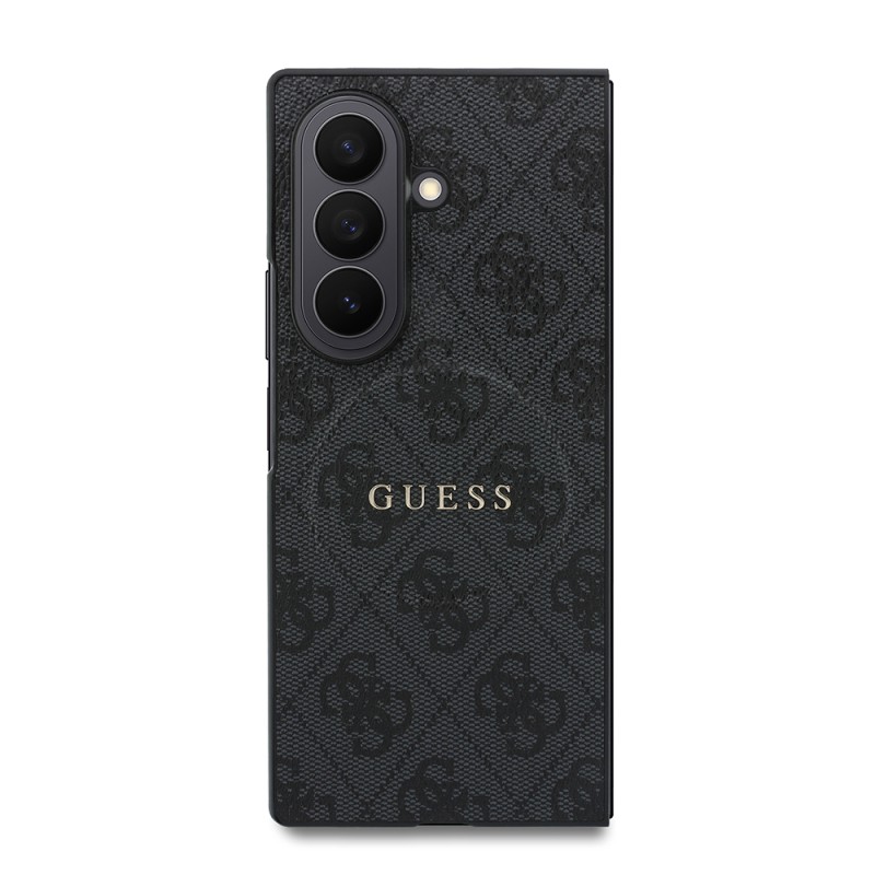 Galaxy Z Fold 8 Ultra Case Original Licensed Guess M-Safe Charging Compatible 4G Pattern Lettering Logo PU Leather Cover - 4
