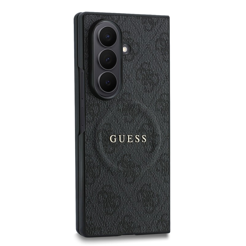 Galaxy Z Fold 8 Ultra Case Original Licensed Guess M-Safe Charging Compatible 4G Pattern Lettering Logo PU Leather Cover - 5