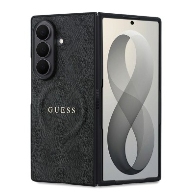 Galaxy Z Fold 8 Ultra Kılıf Guess Orjinal Lisanslı M-safe Şarj Özellikli 4G Desenli Yazı Logolu PU Deri Kapak