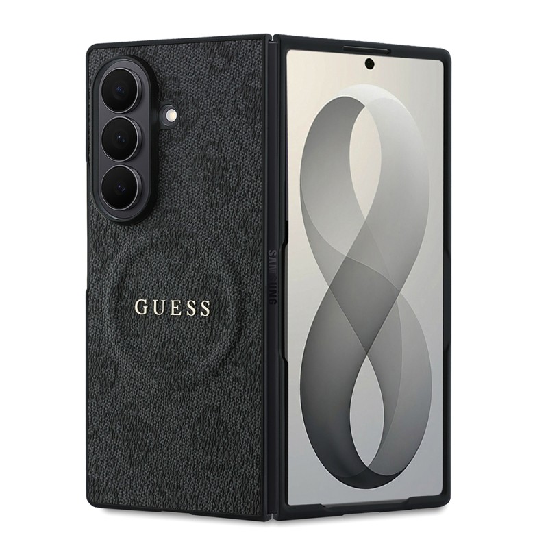 Galaxy Z Fold 8 Ultra Kılıf Guess Orjinal Lisanslı M-safe Şarj Özellikli 4G Desenli Yazı Logolu PU Deri Kapak - 1
