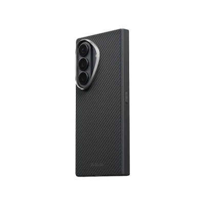 Galaxy Z Fold 8 Ultra Kılıf M-safe Şarj Özellikli 600D Aramid Karbon Fiber Menteşe Butonlu Pitaka Edge Serisi Black-Grey Twill Kapak - 2