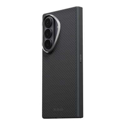 Galaxy Z Fold 8 Ultra Kılıf M-safe Şarj Özellikli 600D Aramid Karbon Fiber Menteşe Butonlu Suite Pitaka Black-Grey Twill Kapak - 4