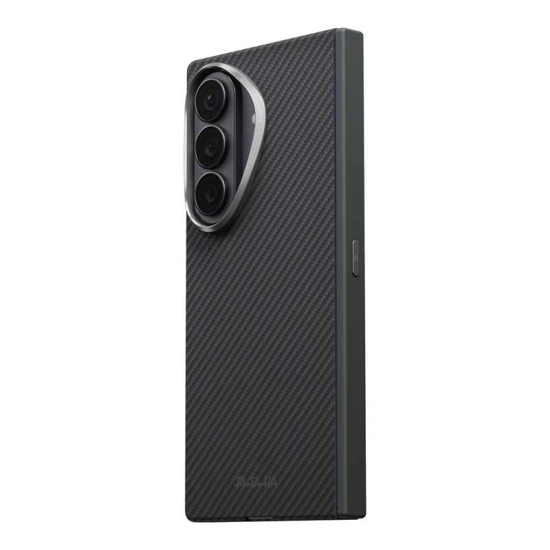 Galaxy Z Fold 8 Ultra Kılıf M-safe Şarj Özellikli 600D Aramid Karbon Fiber Menteşe Butonlu Suite Pitaka Black-Grey Twill Kapak - 4