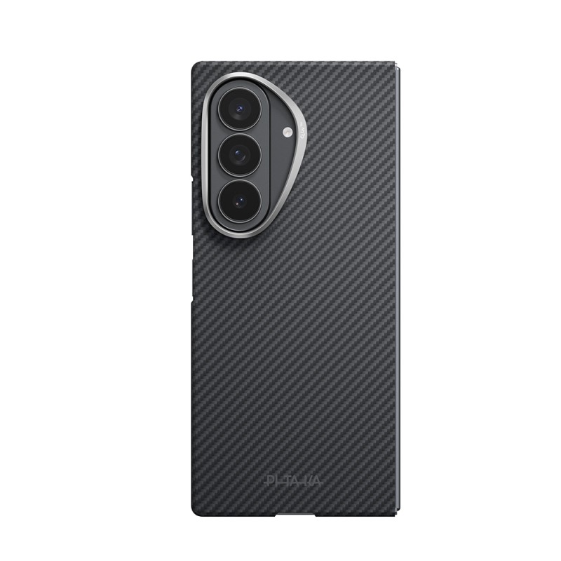 Galaxy Z Fold 8 Ultra Kılıf M-safe Şarj Özellikli 600D Aramid Karbon Fiber Pitaka Edge Serisi Black-Grey Twill Kapak - 1