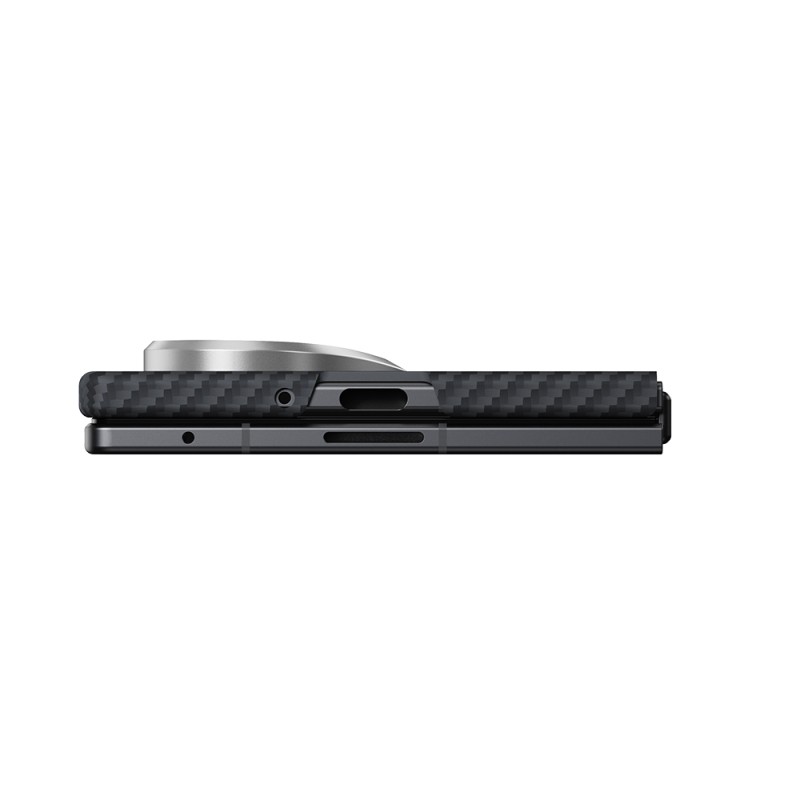 Galaxy Z Fold 8 Ultra Kılıf M-safe Şarj Özellikli 600D Aramid Karbon Fiber Pitaka Edge Serisi Black-Grey Twill Kapak - 6